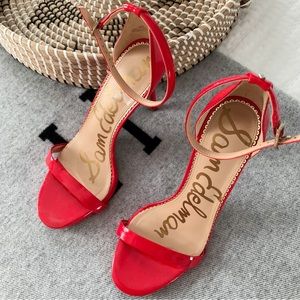 Sam Edelman Ariella Red Patent Ankle Strap Sandals Heels